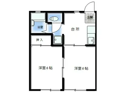 ラフォーレM(2DK/1階)の間取り写真