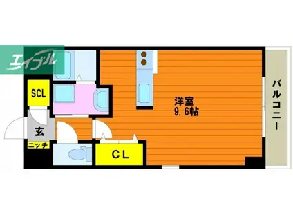 ウイング21中山下II(ワンルーム/9階)の間取り写真