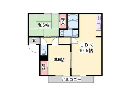 チェルニー英賀保I(2LDK/1階)の間取り写真