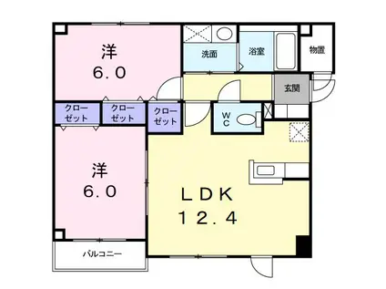 ヴィラ・アロニア(2LDK/2階)の間取り写真