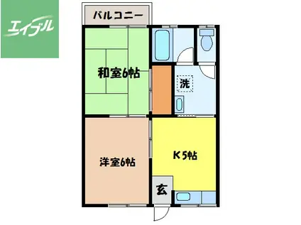 永川アパート 2号館(2K/2階)の間取り写真