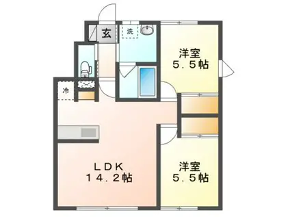 星の指輪(2LDK/1階)の間取り写真