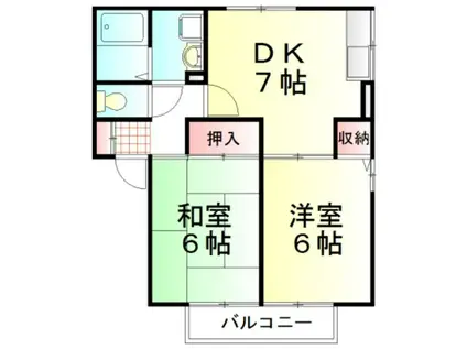ソレイユ白子II(2DK/2階)の間取り写真