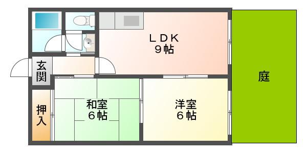 サンフローレ千代ヶ丘(2LDK/3階)の間取り写真