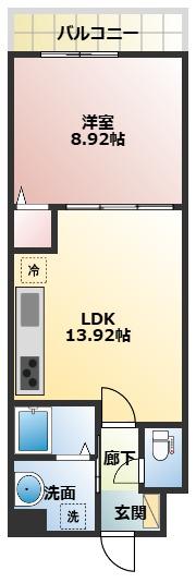 リアライズ今里南(1LDK/7階)の間取り写真