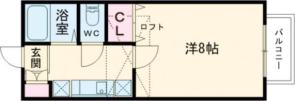 クレセール南吉成弐番館(1K/2階)の間取り写真