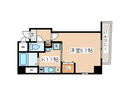 ラ・フォンテ三宮旭(1K/5階)の間取り写真