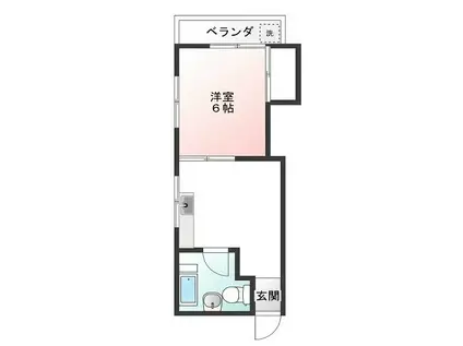 萬作ビル(1DK/3階)の間取り写真