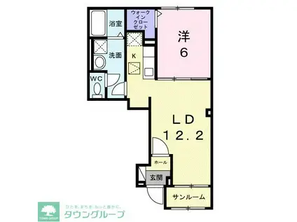 ドルチェビータ III(1LDK/1階)の間取り写真