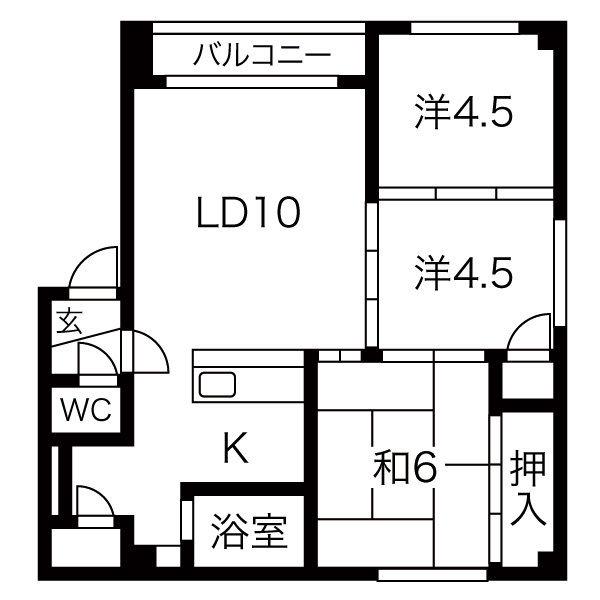 サテラ1・2(3LDK/3階)の間取り写真