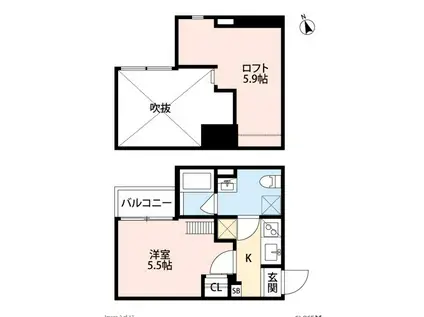 ラミアカーサ衣摺(1K/1階)の間取り写真