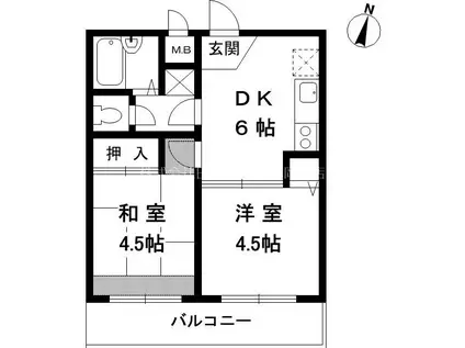サンフラワー北青木(2DK/3階)の間取り写真