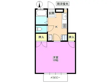 CASAマサキB(1K/1階)の間取り写真