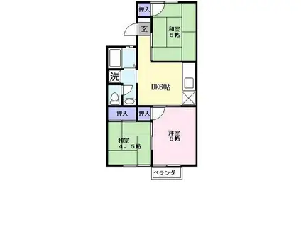 ウワトハイツA(3DK/2階)の間取り写真