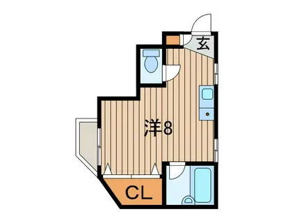 KKハイツ(ワンルーム/2階)の間取り写真