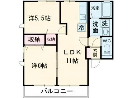 サンプレイスH.F I(2LDK/2階)の間取り写真