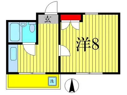 シティーコート21(1DK/2階)の間取り写真