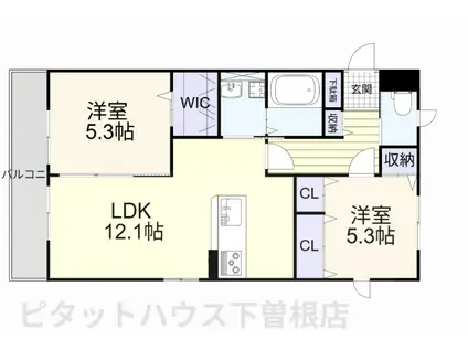 リアンサンク E棟(2LDK/1階)の間取り写真