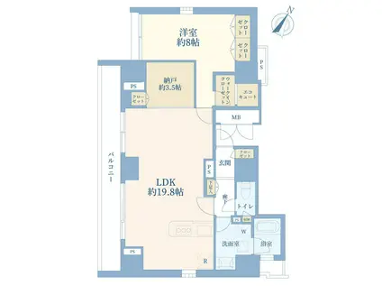 MODERNO TORRE SHO-TO(1SLDK/9階)の間取り写真