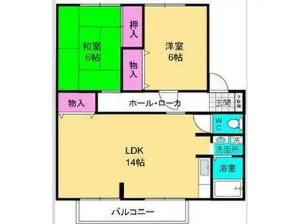 ハイツ王塚(2LDK/2階)の間取り写真