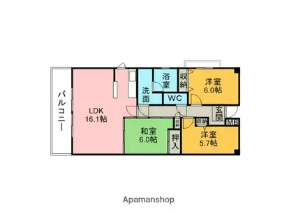 ファミール刈谷(3LDK/9階)の間取り写真