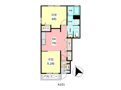 PCASTELLOA(2DK/1階)の間取り写真