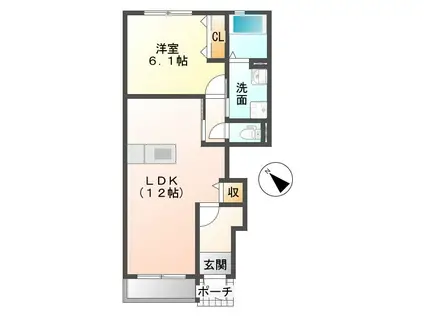 RIVER(1LDK/1階)の間取り写真