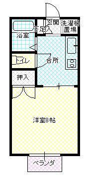 プレジール佐藤 B棟(1K/1階)の間取り写真