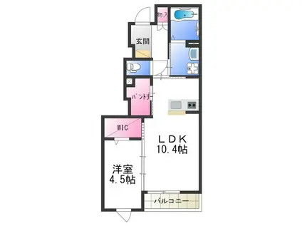 CREST(1LDK/1階)の間取り写真