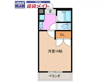 サンライズ(1K/2階)の間取り写真