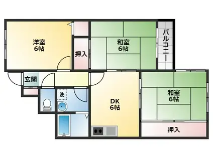 ウエストリバーハイツ(3DK/2階)の間取り写真