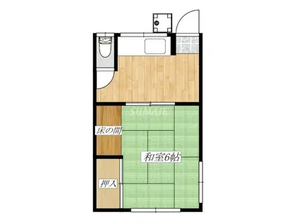 内田荘 A(1K/2階)の間取り写真