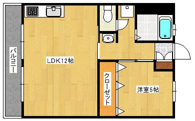 西興ビル(1LDK/3階)の間取り写真