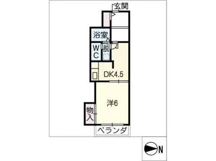 サンシャインビル(1DK/4階)の間取り写真