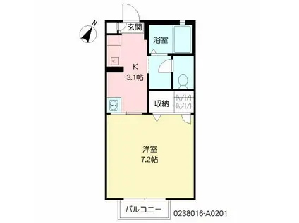 アヴァンツァーレ浦田(1K/2階)の間取り写真