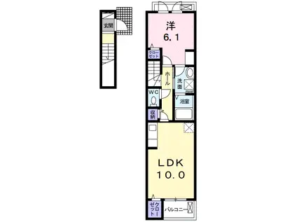 リバーサイドII(1LDK/2階)の間取り写真