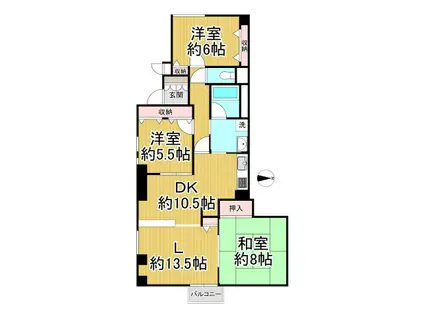 グランパレ苦楽園(3LDK/1階)の間取り写真