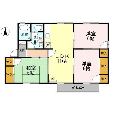 ヴィラアスカ30E(3LDK/2階)の間取り写真