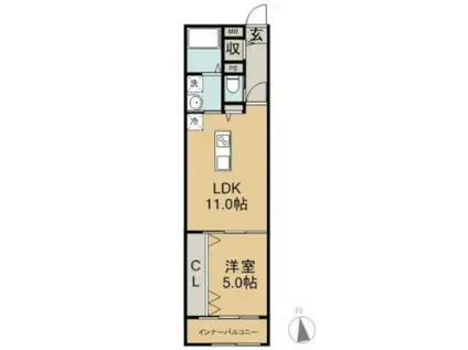 GROWTH DAIOU(1LDK/2階)の間取り写真