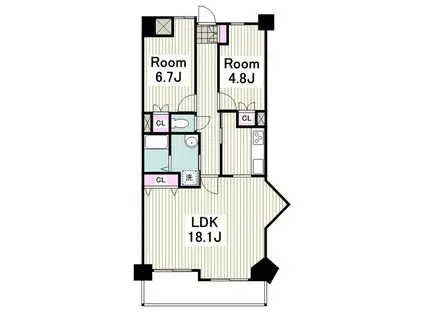 クレール矢沢(2LDK/6階)の間取り写真