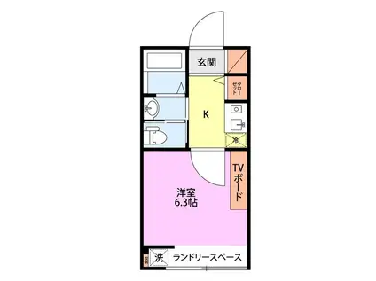 STEPS白新町B棟(1K/1階)の間取り写真