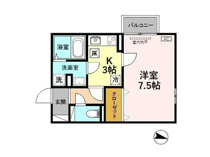 モーニングビュー(1K/1階)の間取り写真