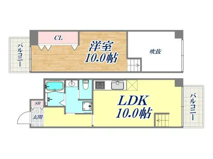 HKマンション(1LDK/8階)の間取り写真
