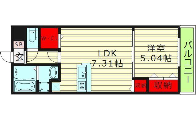 アヴァンス深江橋(1LDK/1階)の間取り写真