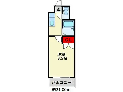 FSFLATS古船場 (1K/3階)の間取り写真