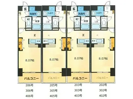 アーバン肴町(1K/3階)の間取り写真