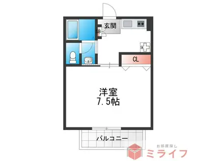 ジュヌ・エスプワール(1K/2階)の間取り写真