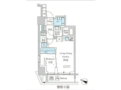 パークアクシス神保町(1LDK/6階)の間取り写真