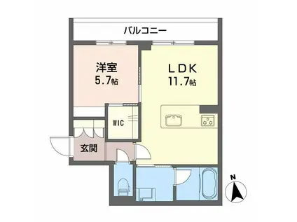 CARREFOUR菊陽(1LDK/2階)の間取り写真
