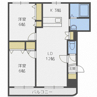PRESEA北郷(2LDK/3階)の間取り写真